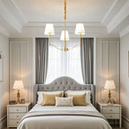 Lustre moderne blanc à 3 lumières avec abat-jour en tissu