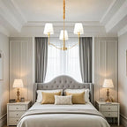 Lustre moderne blanc à 3 lumières avec abat-jour en tissu
