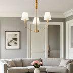Lustre moderne blanc à 3 lumières avec abat-jour en tissu