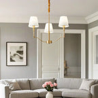Lustre moderne blanc à 3 lumières avec abat-jour en tissu