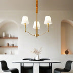 Lustre moderne blanc à 3 lumières avec abat-jour en tissu