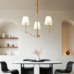 Lustre moderne blanc à 3 lumières avec abat-jour en tissu