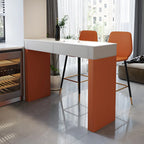 Tables de bar modernes en bois avec plateau en pierre beige et orange et tiroir
