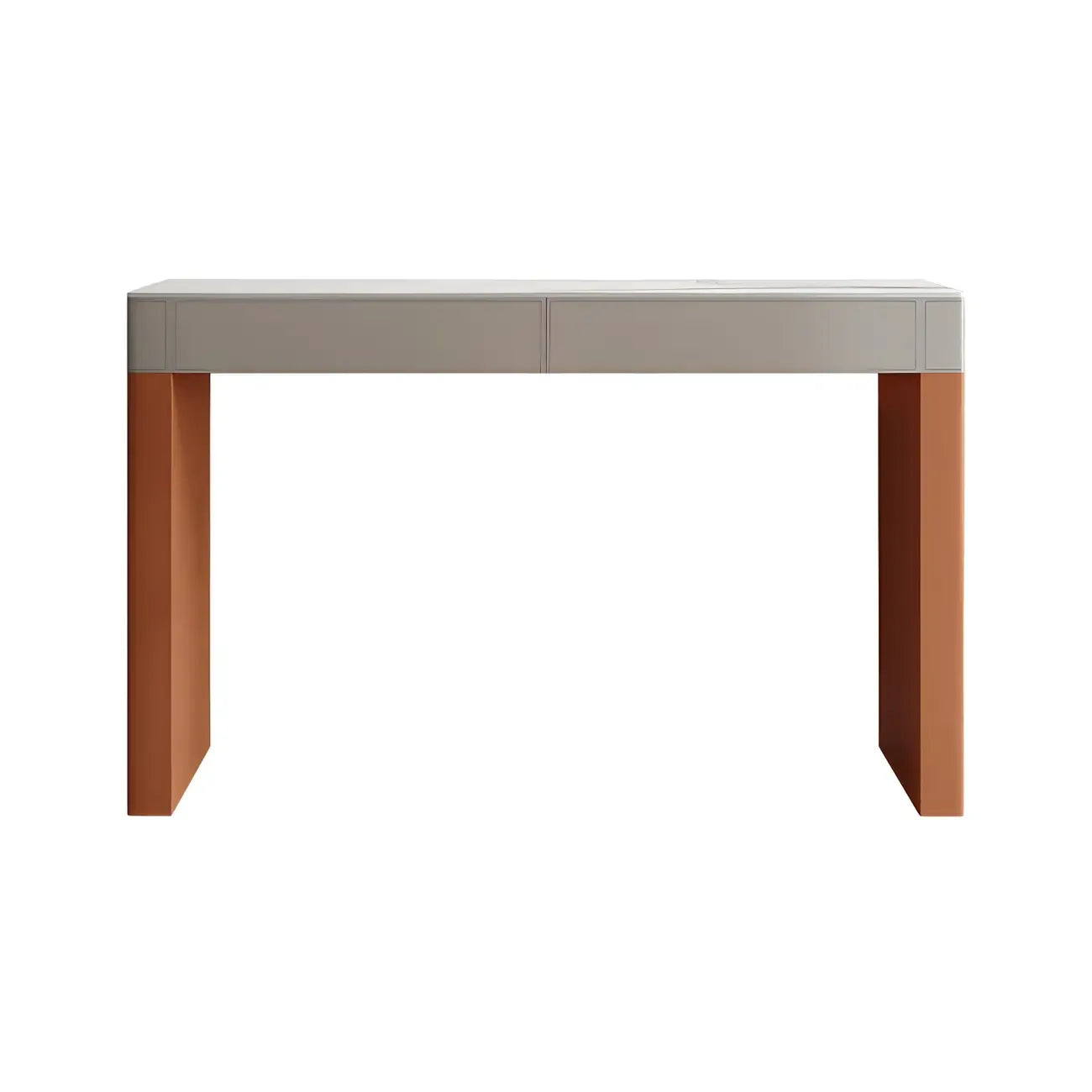 Tables de bar modernes en bois avec plateau en pierre beige et orange et tiroir