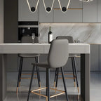 Tables de bar modernes en bois avec plateau en pierre beige et orange et tiroir