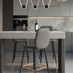 Tables de bar modernes en bois avec plateau en pierre beige et orange et tiroir
