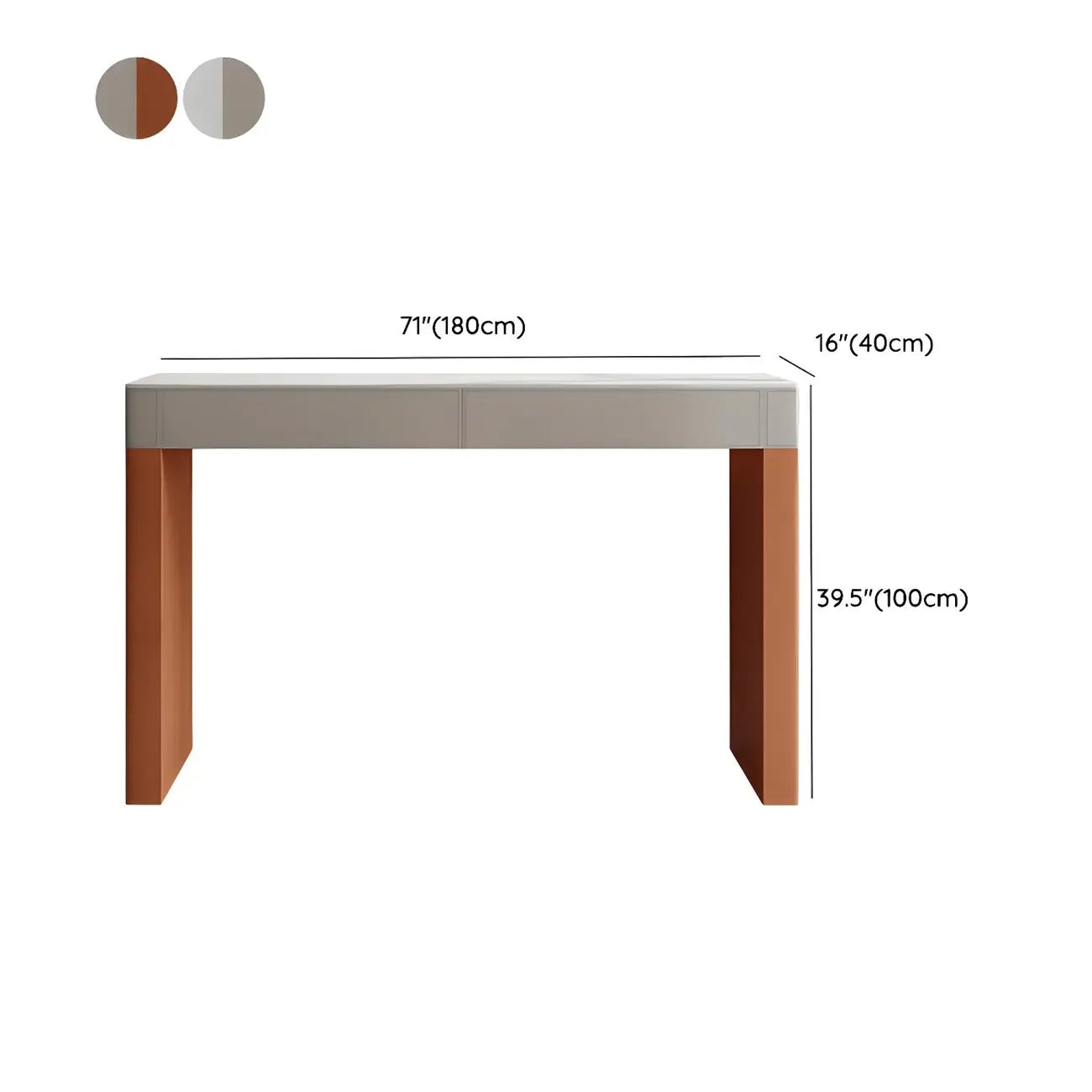 Tables de bar modernes en bois avec plateau en pierre beige et orange et tiroir