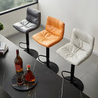 Tabouret de bar pivotant et réglable en cuir moderne