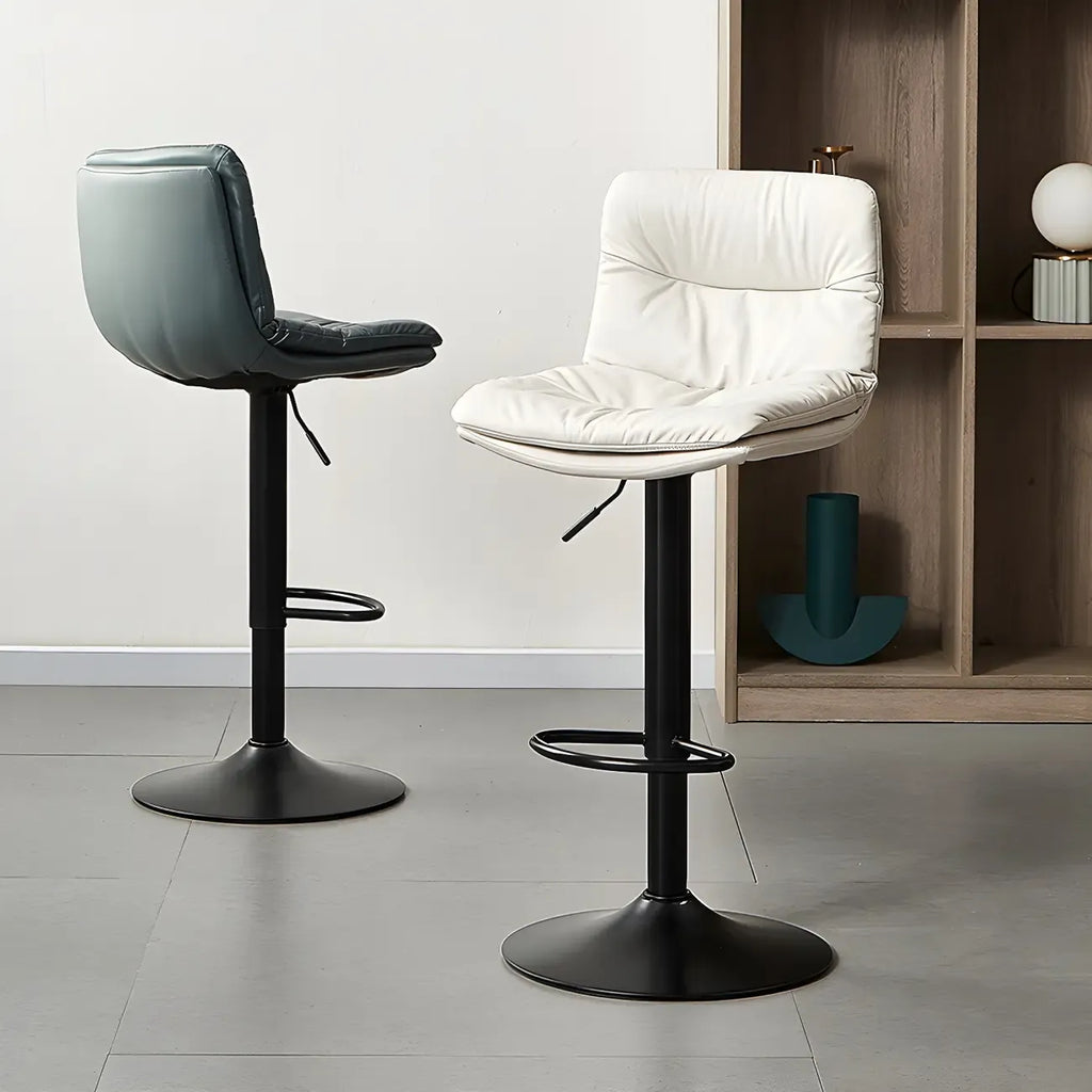 Tabouret de bar pivotant et réglable en cuir moderne
