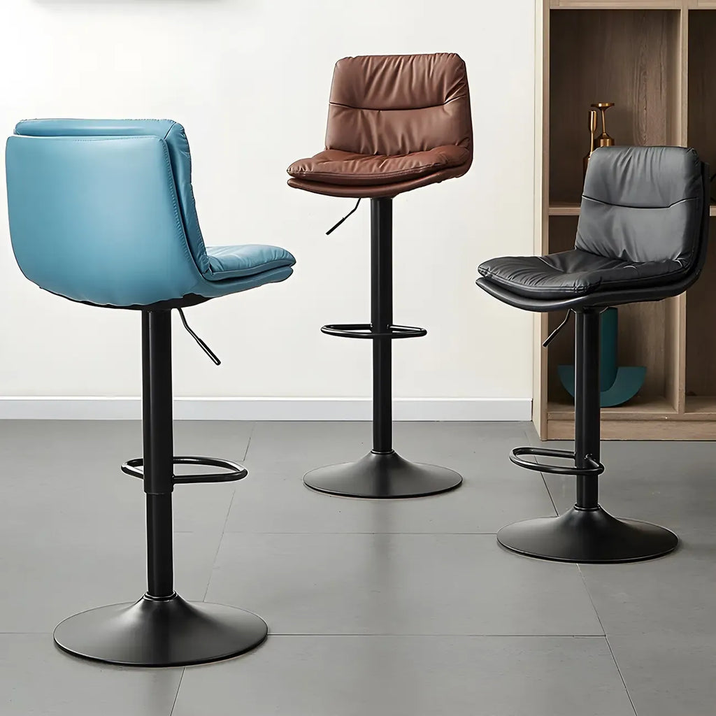 Tabouret de bar pivotant et réglable en cuir moderne