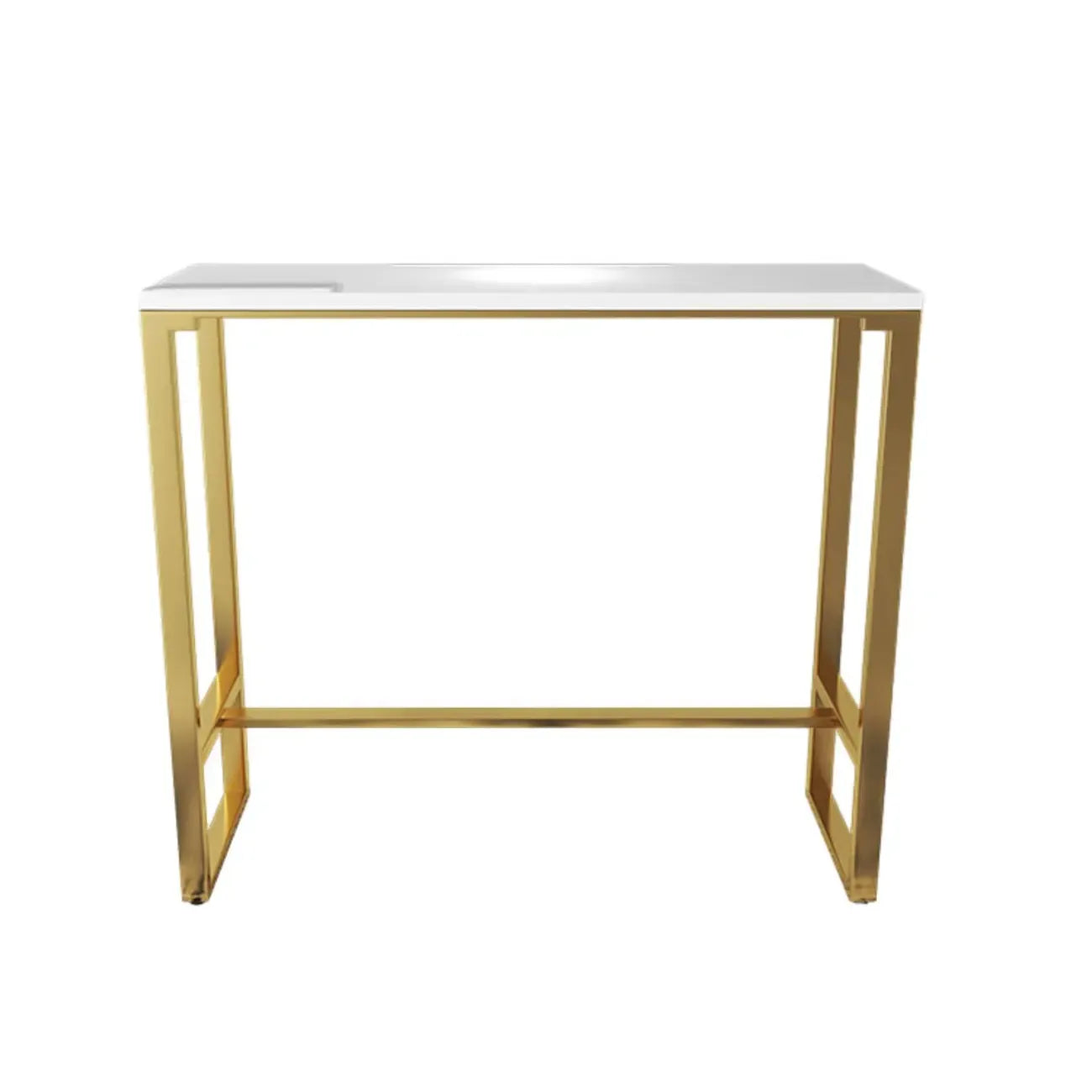 Tables de bar glamour blanches en faux marbre avec tréteaux en métal doré