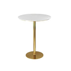 Tables de bar glamour blanches en faux marbre avec tréteaux en métal doré