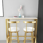 Tables de bar glamour blanches en faux marbre avec tréteaux en métal doré
