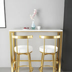 Tables de bar glamour blanches en faux marbre avec tréteaux en métal doré