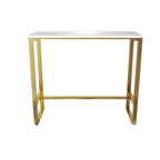 Tables de bar glamour blanches en faux marbre avec tréteaux en métal doré