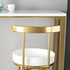 Tables de bar glamour blanches en faux marbre avec tréteaux en métal doré