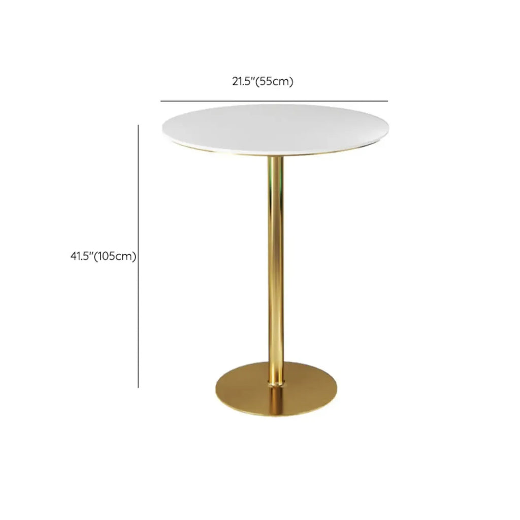 Tables de bar glamour blanches en faux marbre avec tréteaux en métal doré