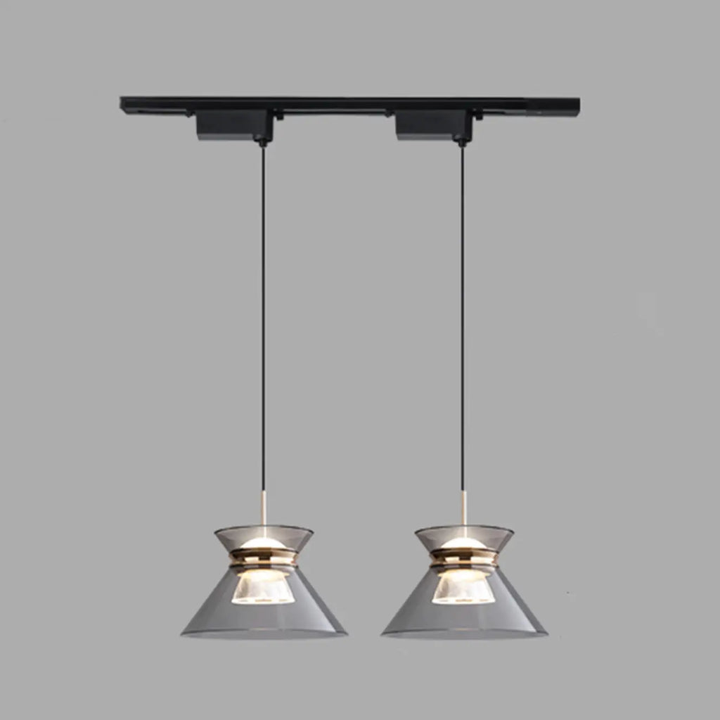 Suspension moderne noire réglable conique pour îlot de cuisine