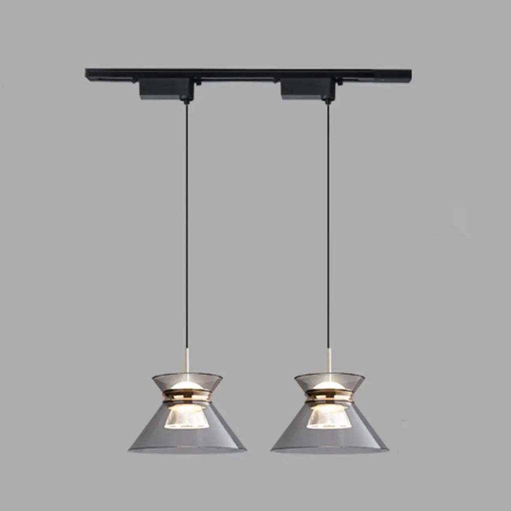 Suspension moderne noire réglable conique pour îlot de cuisine