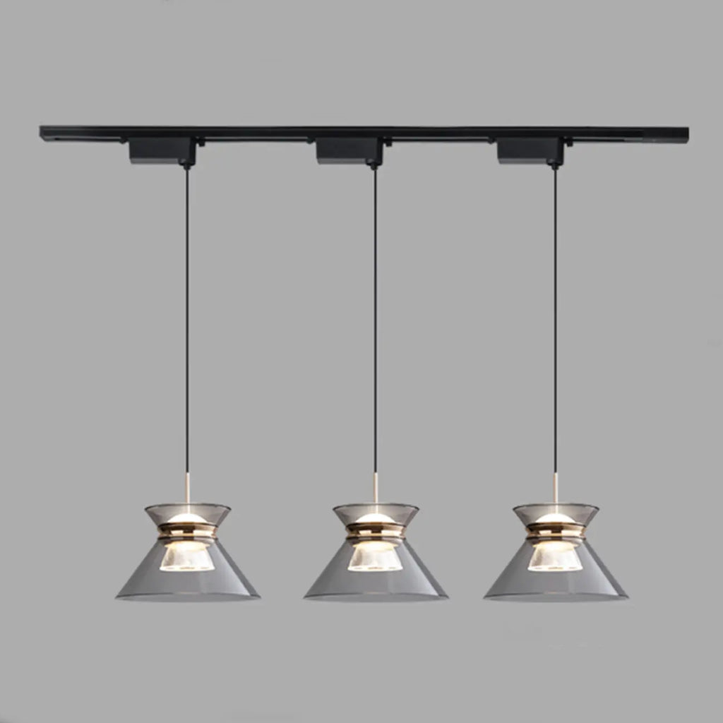 Suspension moderne noire réglable conique pour îlot de cuisine