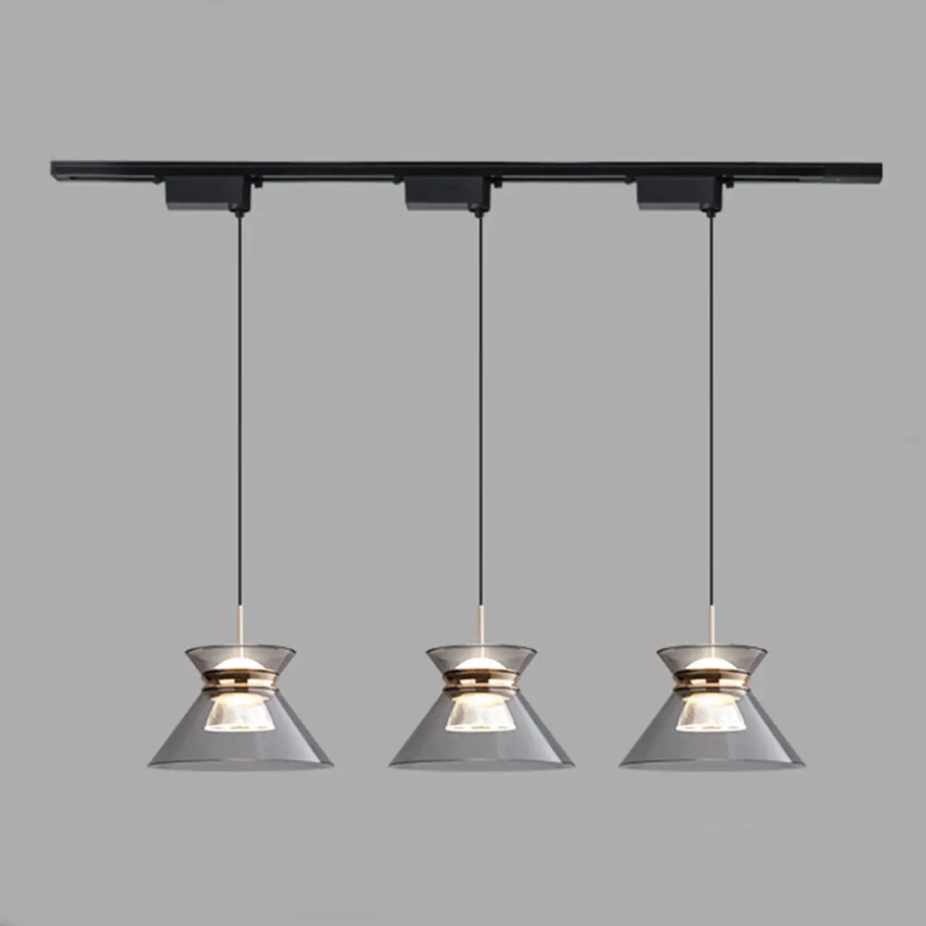 Suspension moderne noire réglable conique pour îlot de cuisine