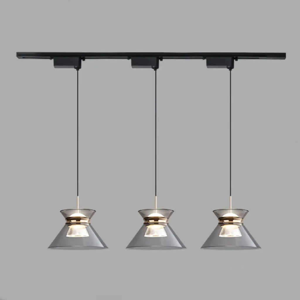 Suspension moderne noire réglable conique pour îlot de cuisine