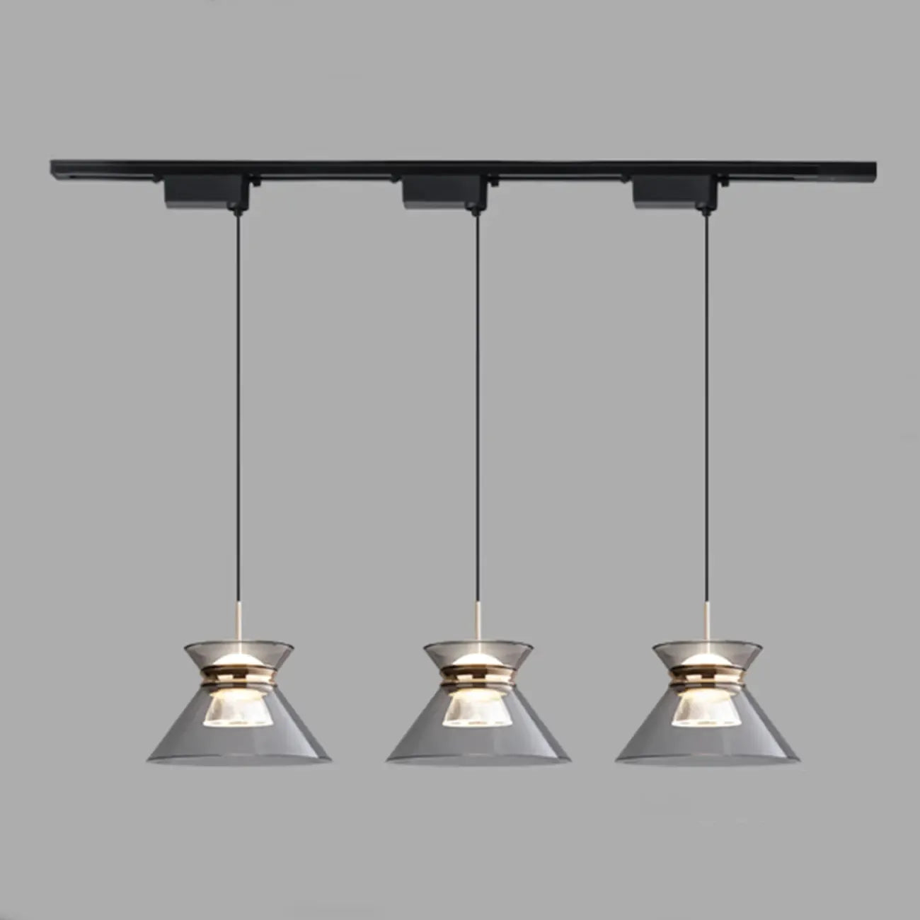 Suspension moderne noire réglable conique pour îlot de cuisine
