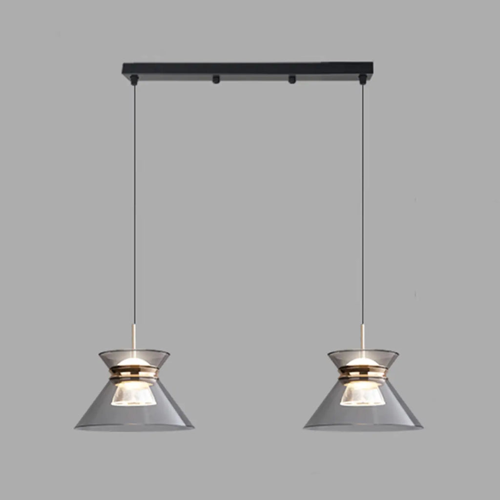 Suspension moderne noire réglable conique pour îlot de cuisine