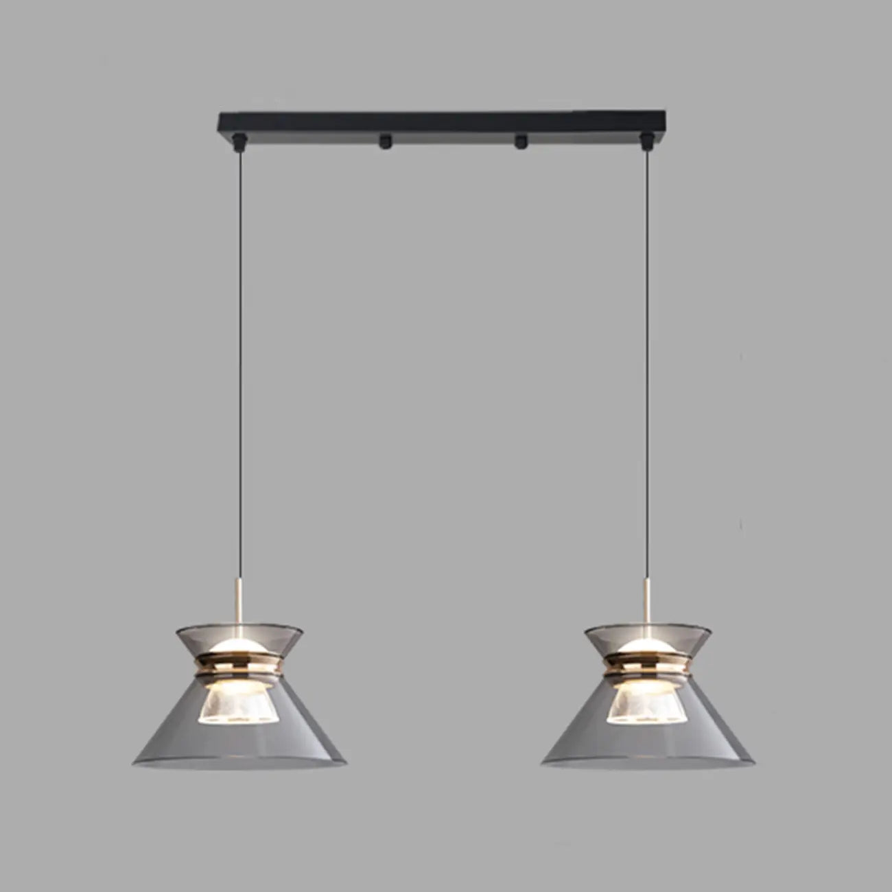 Suspension moderne noire réglable conique pour îlot de cuisine