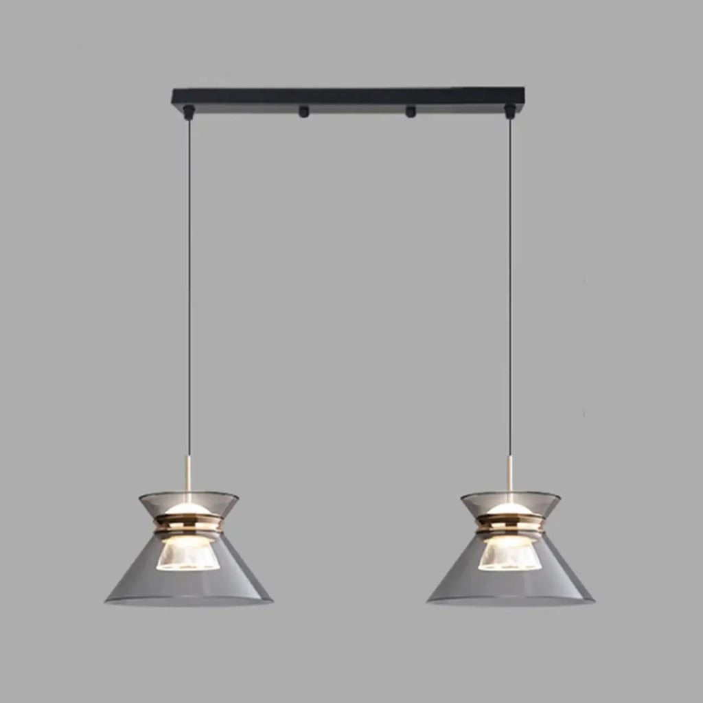 Suspension moderne noire réglable conique pour îlot de cuisine