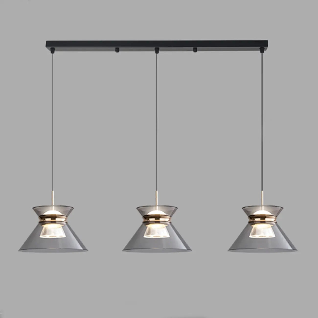 Suspension moderne noire réglable conique pour îlot de cuisine