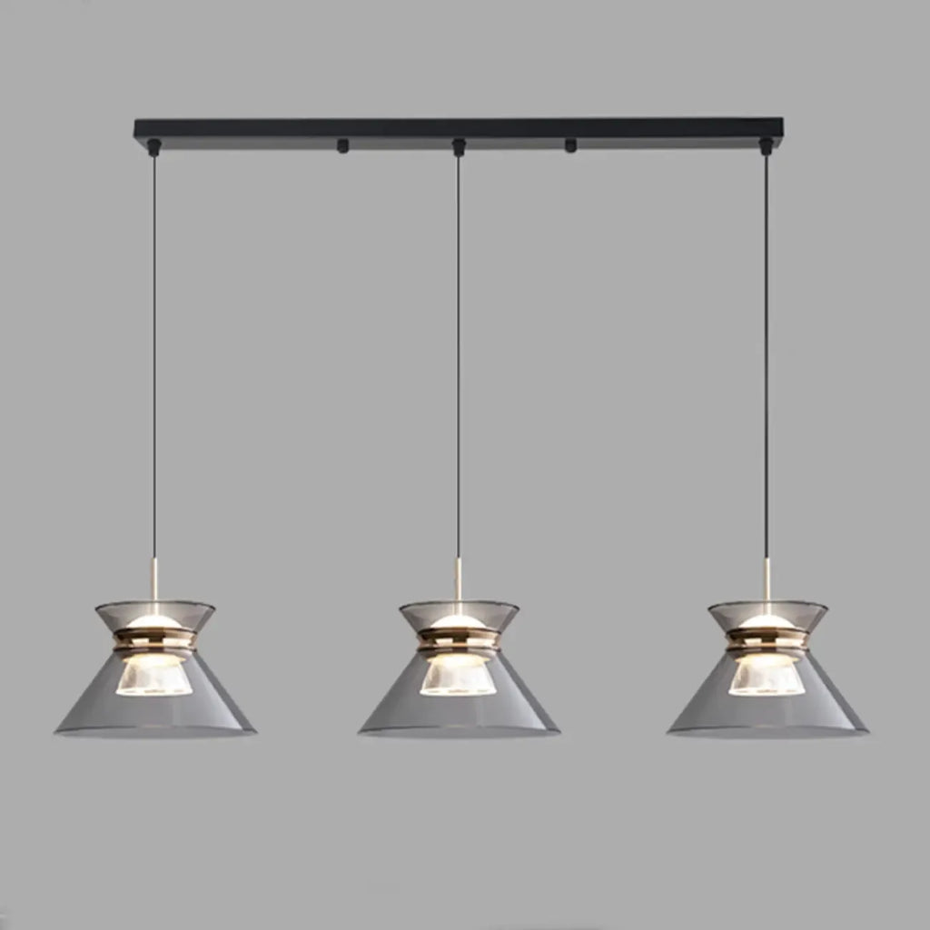 Suspension moderne noire réglable conique pour îlot de cuisine