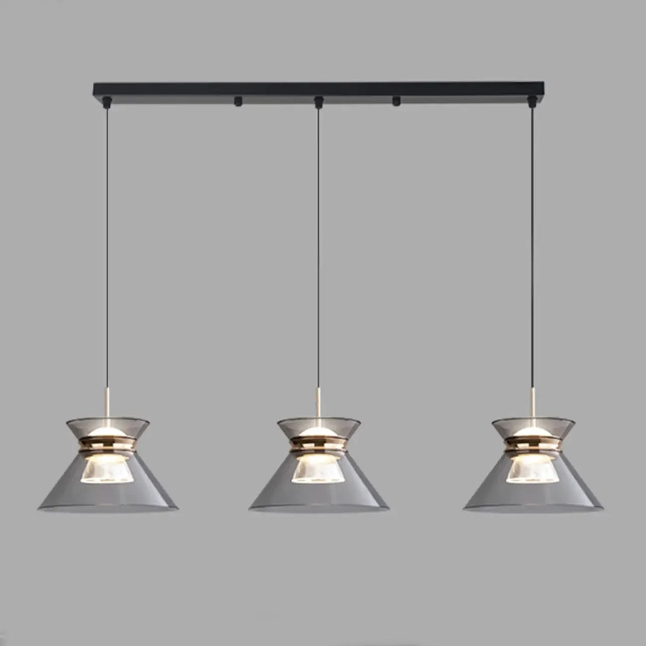 Suspension moderne noire réglable conique pour îlot de cuisine