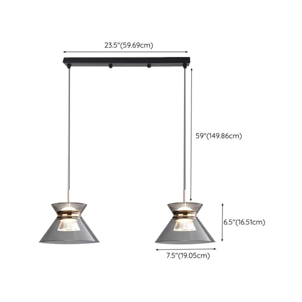 Suspension moderne noire réglable conique pour îlot de cuisine