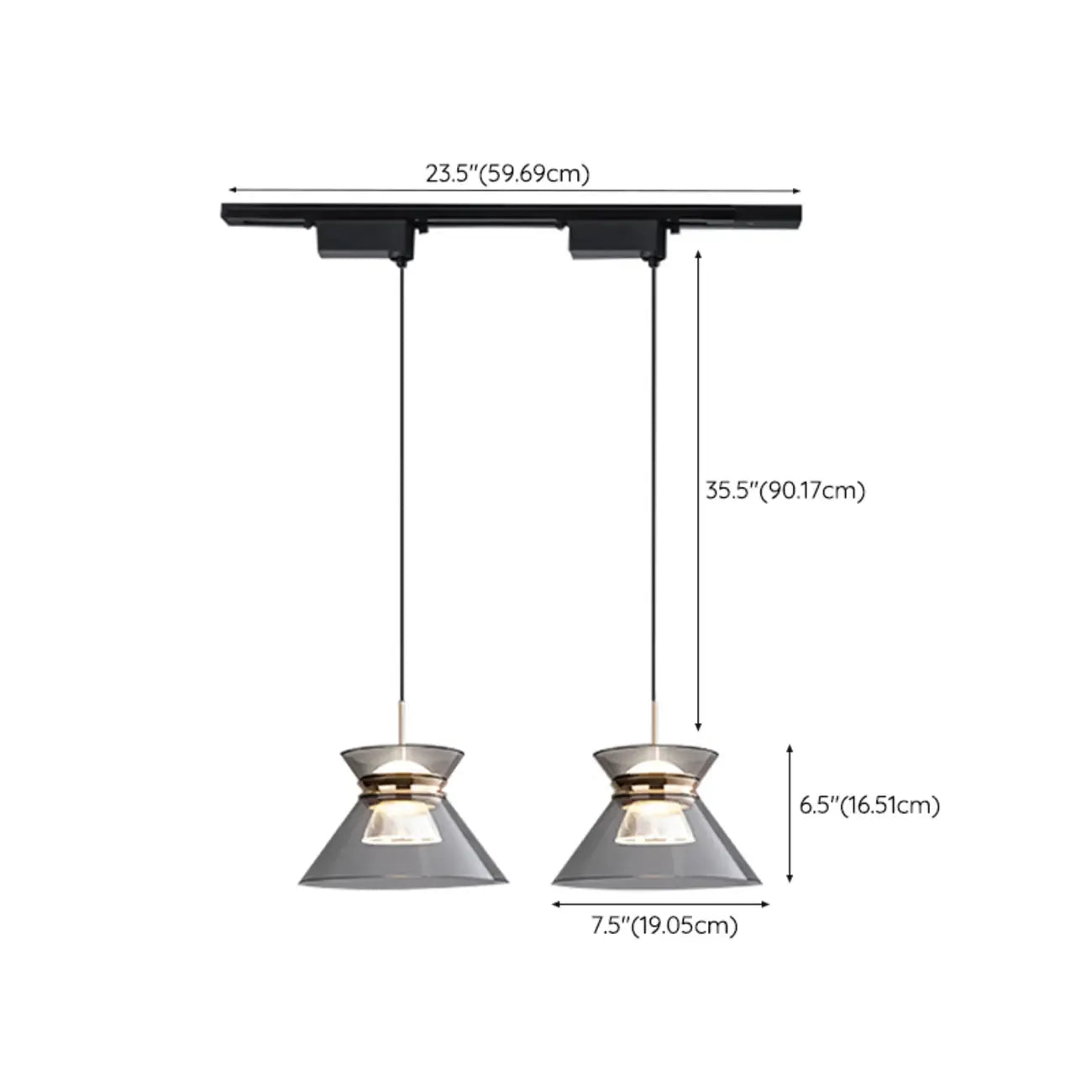 Suspension moderne noire réglable conique pour îlot de cuisine