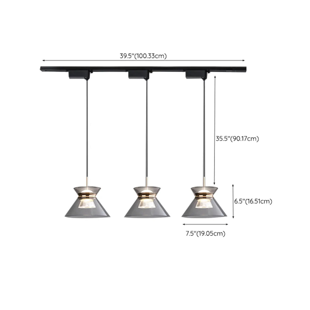 Suspension moderne noire réglable conique pour îlot de cuisine