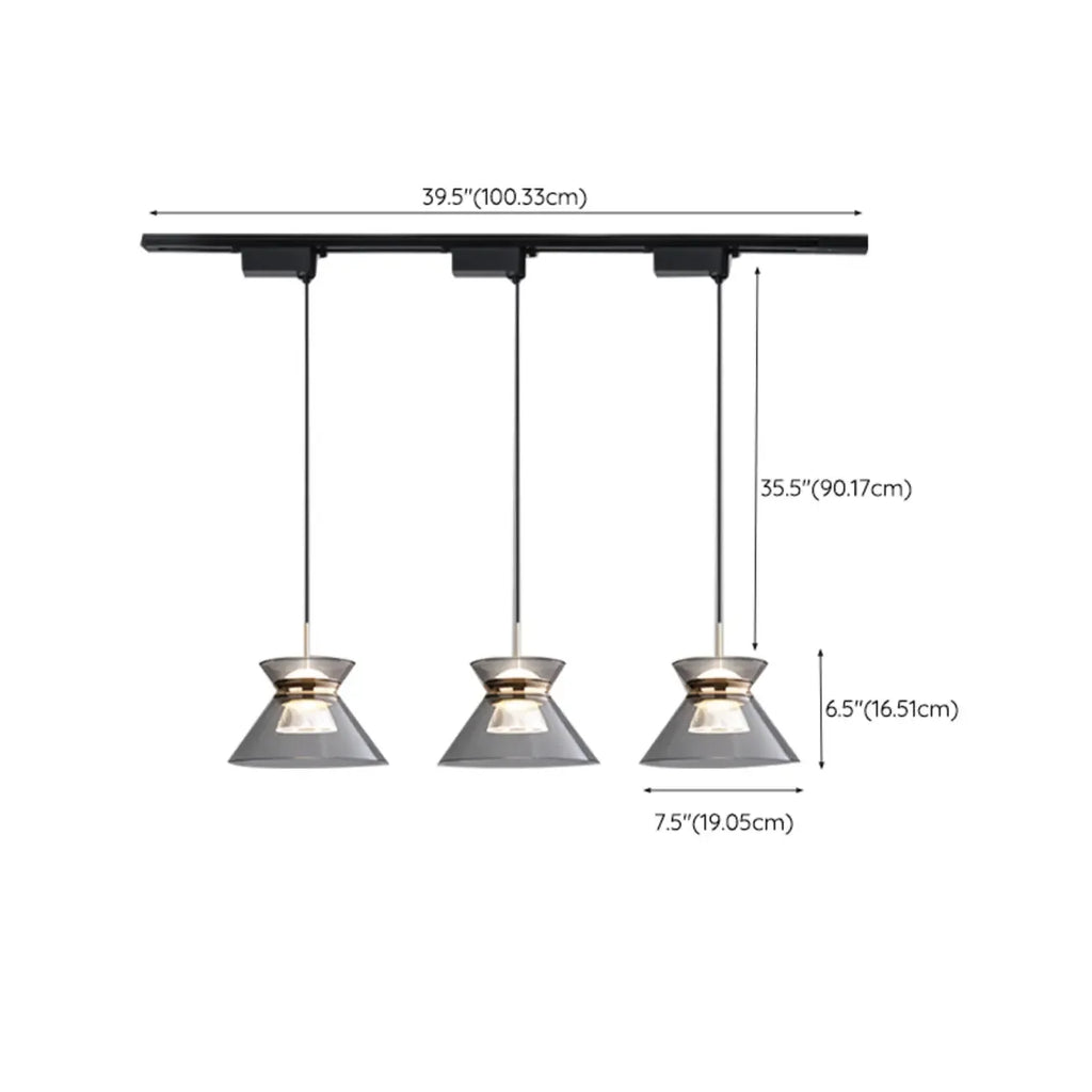 Suspension moderne noire réglable conique pour îlot de cuisine