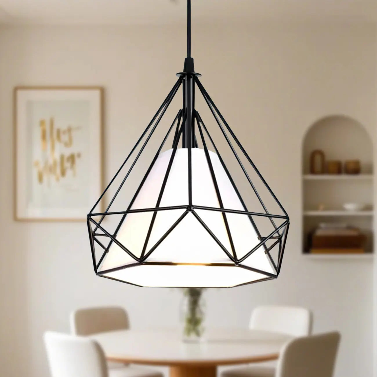 Suspension moderne en forme de cône de diamant coloré