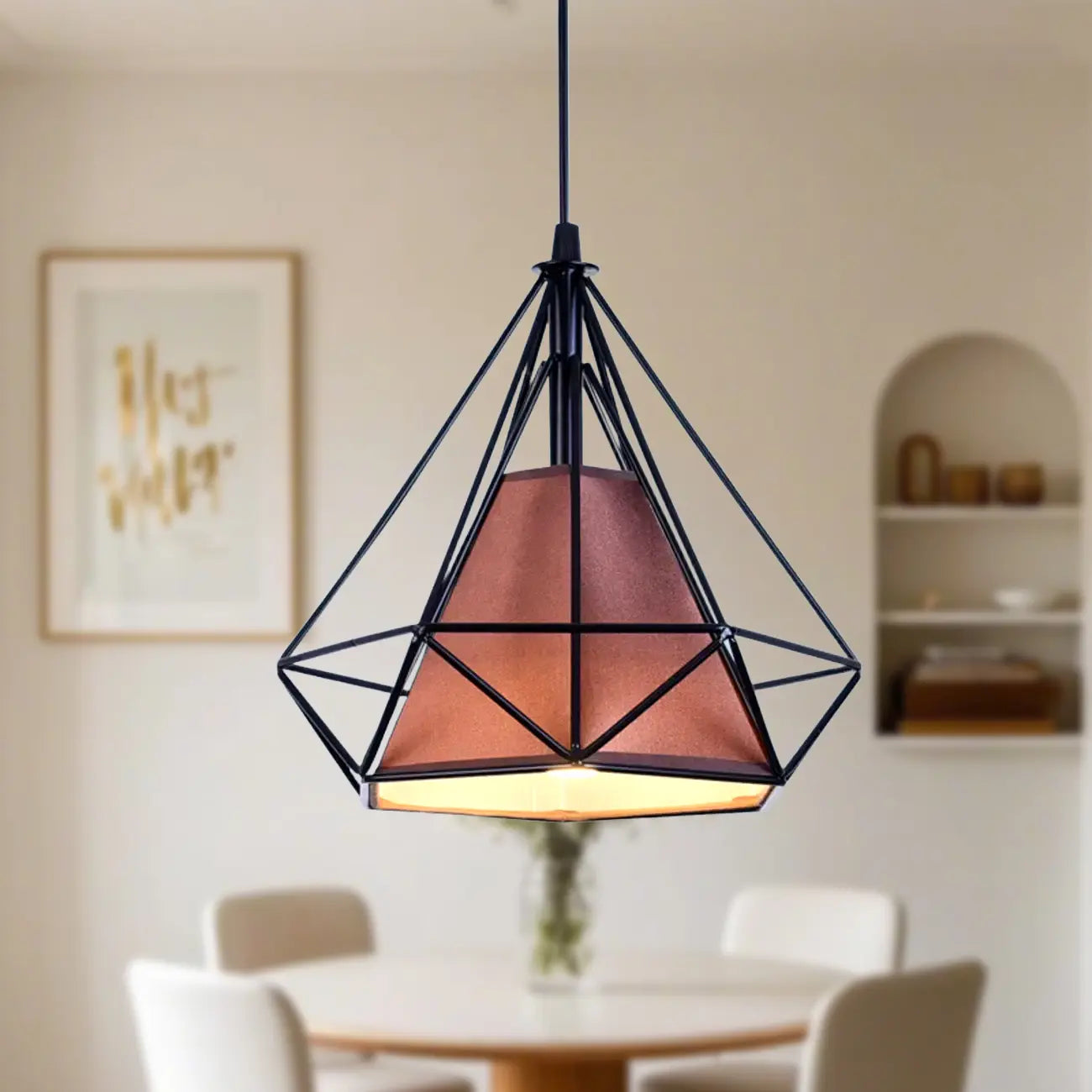 Suspension moderne en forme de cône de diamant coloré