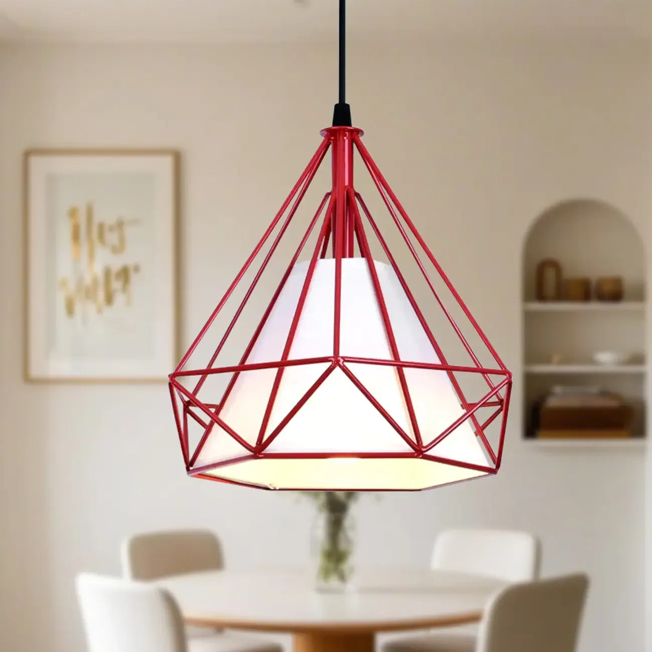 Suspension moderne en forme de cône de diamant coloré
