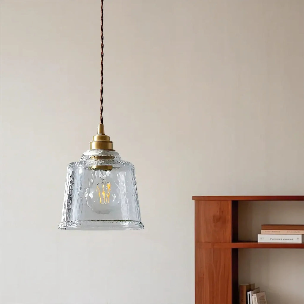 Suspension élégante en laiton et verre transparent avec cloche