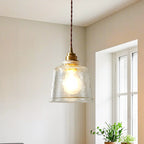 Suspension élégante en laiton et verre transparent avec cloche