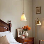 Lampe suspendue élégante cylindrique en céramique blanche pour chambre à coucher
