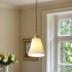 Lampe suspendue élégante cylindrique en céramique blanche pour chambre à coucher