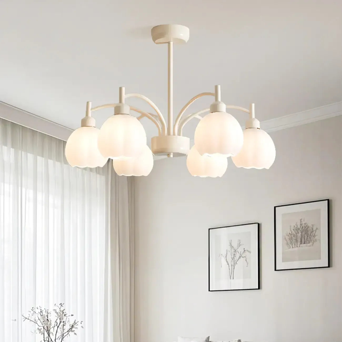 Lustre moderne à 6 lumières en forme de fleur pour salon