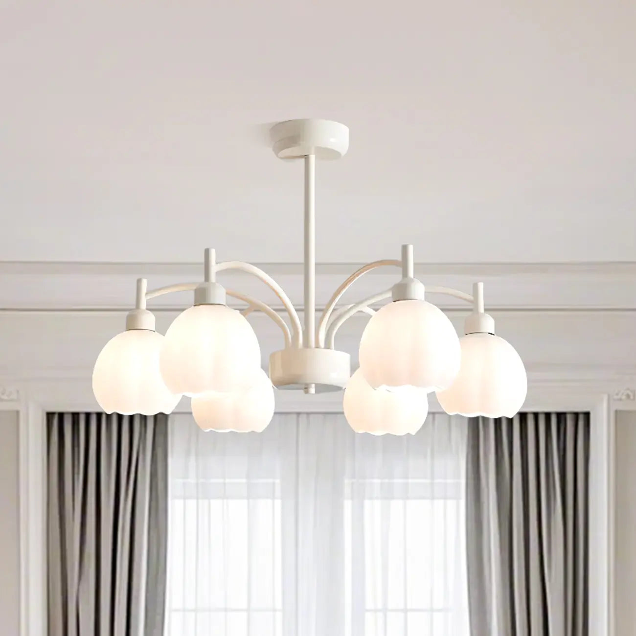 Lustre moderne à 6 lumières en forme de fleur pour salon