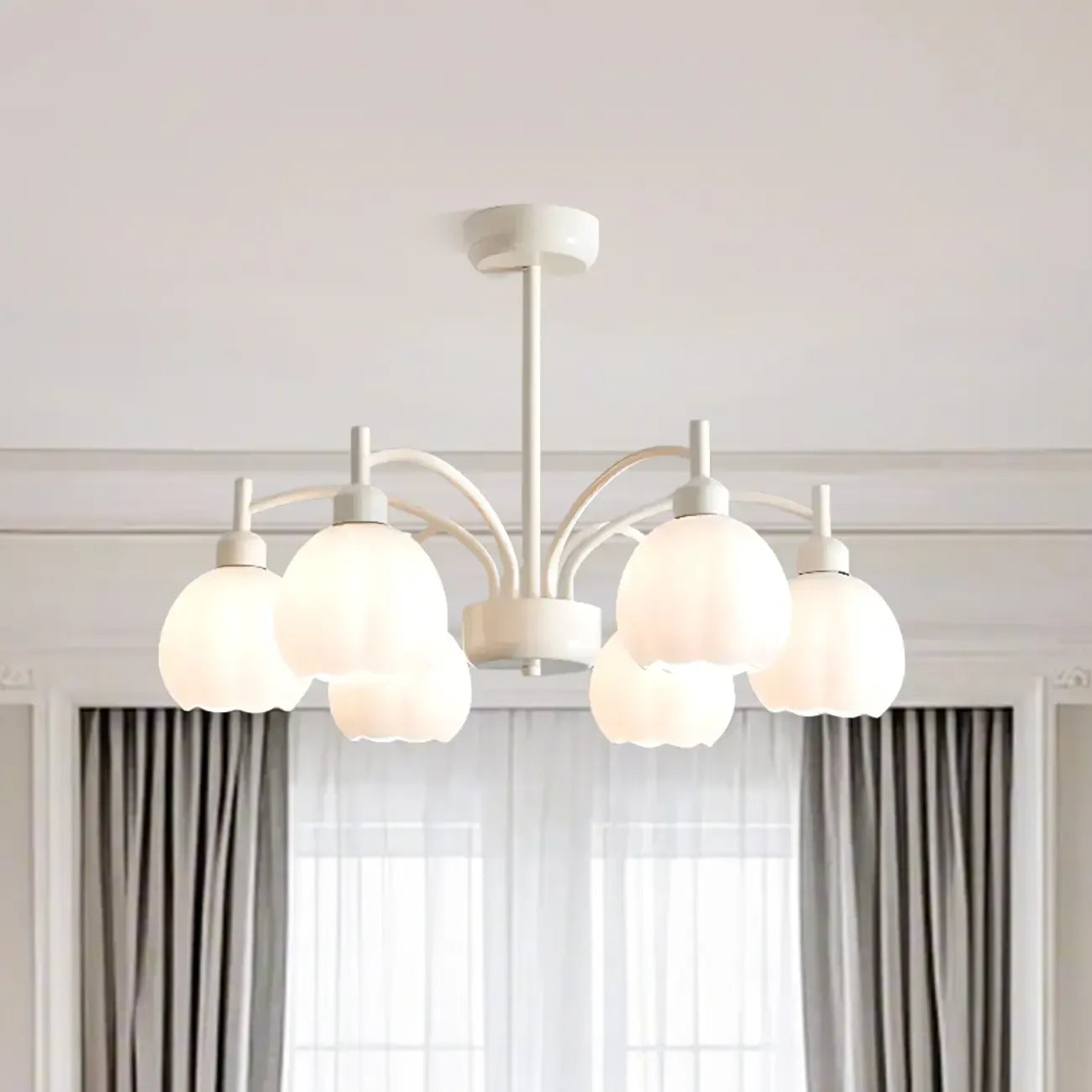 Lustre moderne à 6 lumières en forme de fleur pour salon