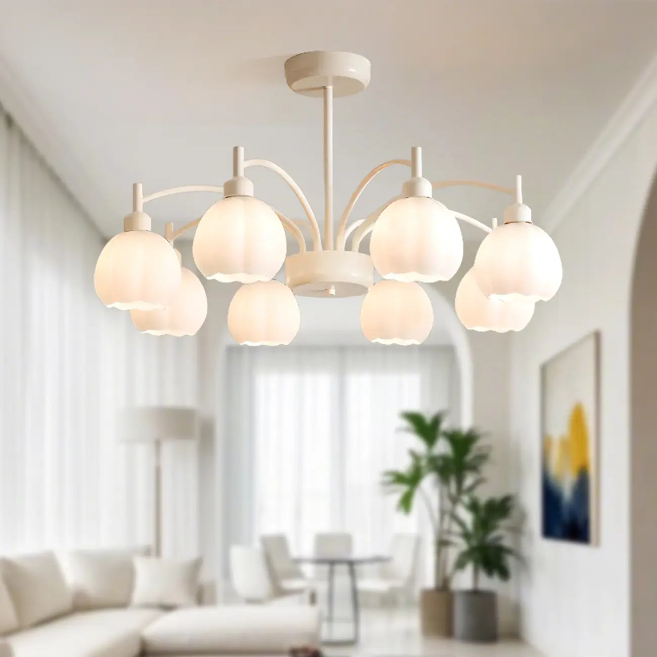 Lustre moderne à 6 lumières en forme de fleur pour salon