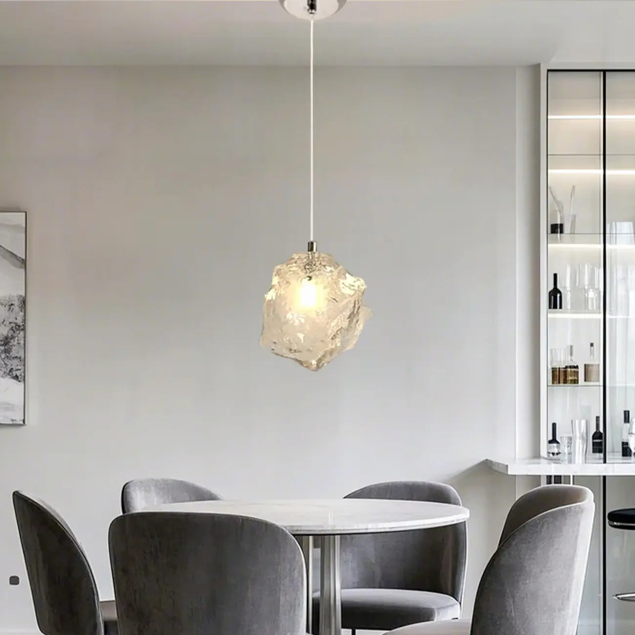 Suspension en cristal cubique irrégulier pour décoration intérieure moderne