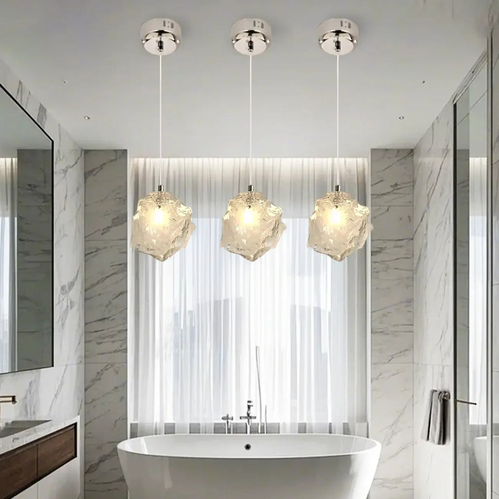 Suspension en cristal cubique irrégulier pour décoration intérieure moderne